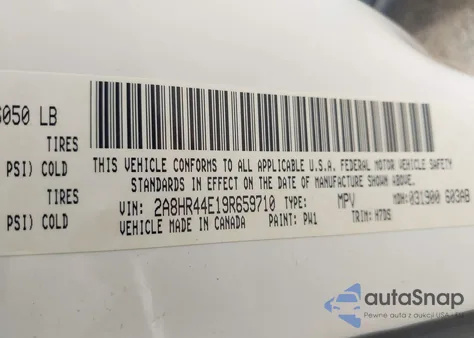 2009 Chrysler Town & Country Lx из США, поврежденный, VIN 2A8HR44E19R659710